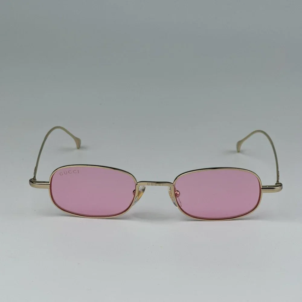 Gucci GG1648S 005 BRAND NEW Sunglasses Gold Pink Unisex Rectangle